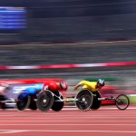 8月27日、陸上男子5000mT54クラス。車いすレーサーの圧倒的なスピード！