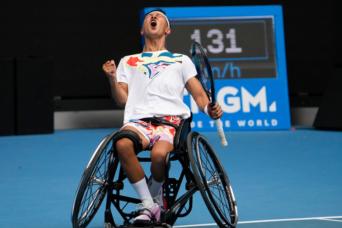 車いすテニスの小田凱人選手。2023年１月、初出場の全豪オープン、逆転勝利で決勝進出を決めた